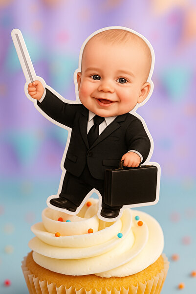 Dijital Nostal Patron Bebek Temalı Cupcake I Pasta Kürdanı (10 Adet)