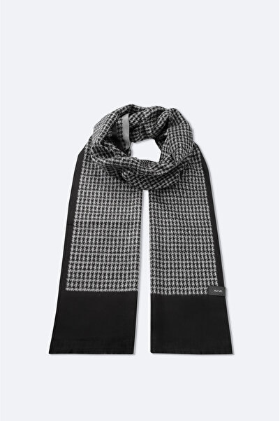 Avva Men's Black Patterned Tassel Shawl A52Y9405