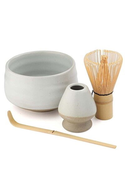 Arabest 4 Piece Matcha Set, Traditional Tea Set with Ceramic Bowl, Scoop, Prong Bamboo Matcha Whisk