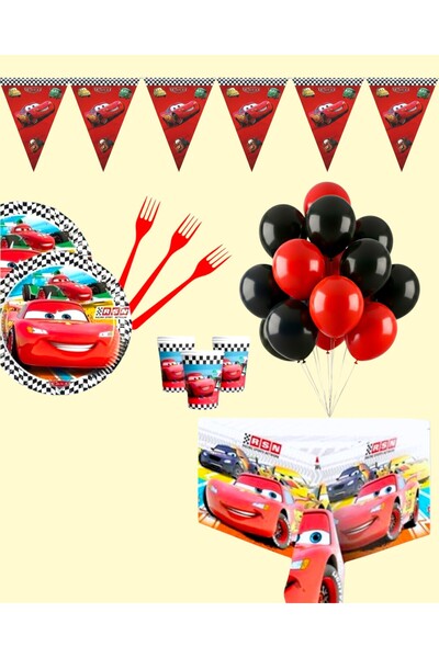 Evabrite Cars Themed Party Set for 16 People - Birthday Celebration Supplies