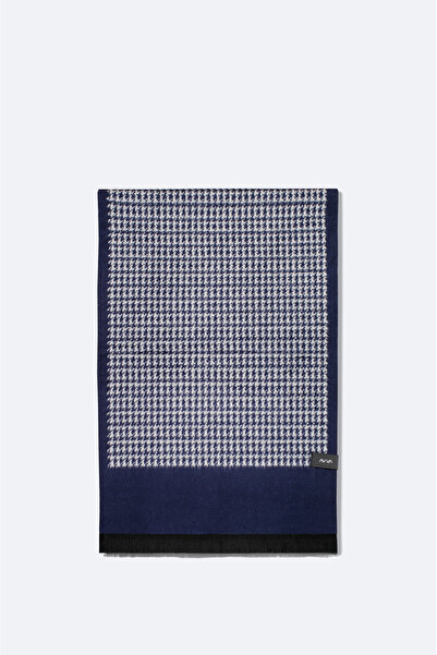 Avva Men's Navy Blue Patterned Tassel Shawl A52Y9405