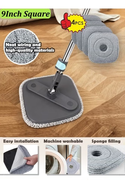 Generic 4Pack 9 Inch Square Microfiber Mop Pad Refill for True & Tidy SPIN-800 TrueClean Mop M16 Spin Mop
