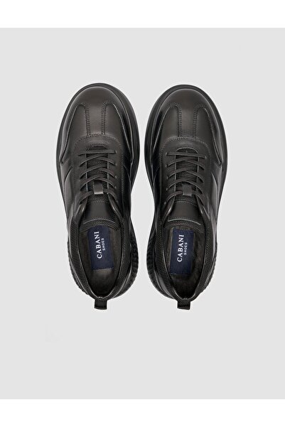 Cabani 100% Leather Black Sole Embroidered Men's Sneaker Shoes