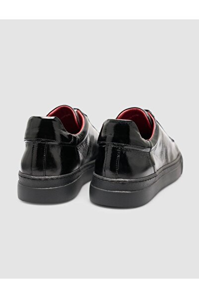 Cabani Ανδρικά αθλητικά παπούτσια από 100% γνήσιο δέρμα με κορδόνια σε μαύρο χρώμα