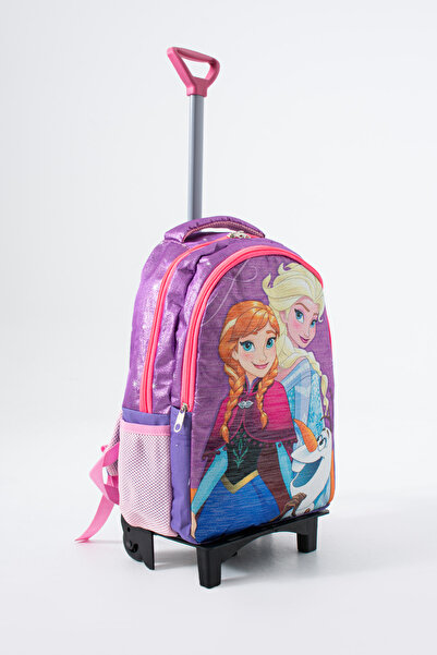 Kingston Hill Glitter Elsa Frozen Roller Elementary School Bag - Fixed Roller Mechanism (Folding Front Leg)