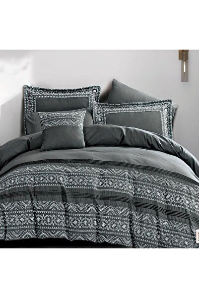 Reiashn Aisel dark gray embroidered 5-piece summer single and a half bedspread