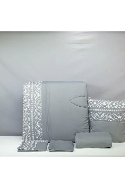 Reiashn Aisel dark gray embroidered 5-piece summer single and a half bedspread