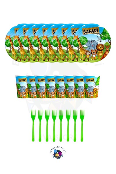 Evabrite Safari Themed Party Set for 32 People - Cute Animals Jungle Concept Party Supplies