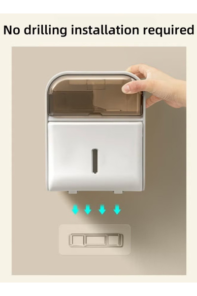 Generic Wall-mounted toilet paper holder, waterproof tissue box with phone stand, no drilling required