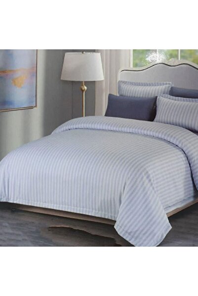 Reiashn Hotel-style striped duvet cover, sky blue, summer color, double