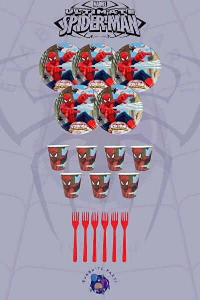 Evabrite Spider-Man Themed Party Set for 8 People - Spider Birthday Celebration Supplies