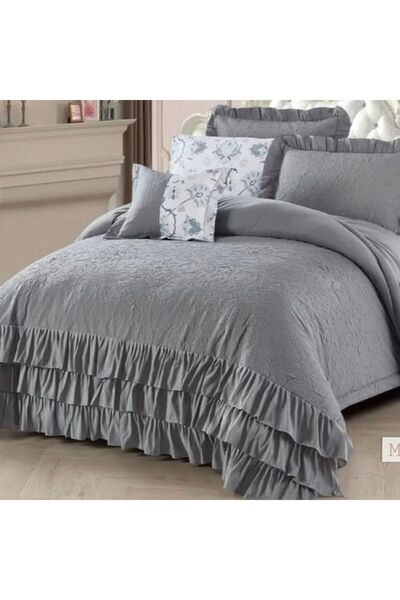 Reiashn مفرش كاثي لون رصاصي صيفي مفرد ونصف