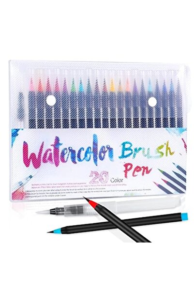 Xess 20 Pieces Brush Pens Set, Water Color Brush Pen Markers Ideal for Calligraphy, Hand Lettering and