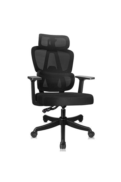 Xess Ergonomic Desk Chair, Office Chair, Swivel Computer Chair with Adjustable Lumbar Support HeadrestAr