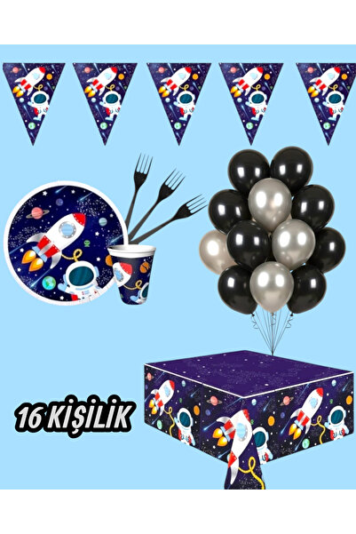 Evabrite Space and Astronaut Themed Party Set for 16 People - Rocket Birthday Celebration Supplies