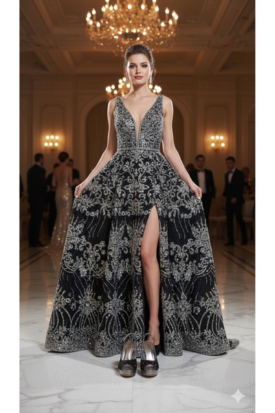 SMS Elegant women's evening heeled shoes adorned with zircon