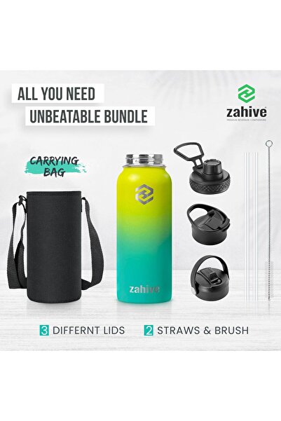 Zahive 1L Stainless Steel Insulated Water Bottle (Yellow Green)