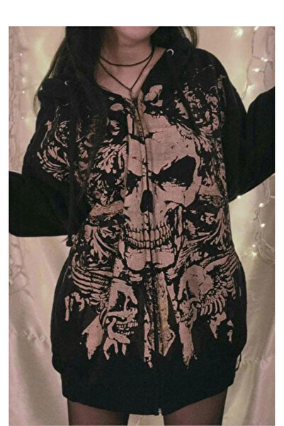 Köstebek Оверсайз суитшърт с качулка и череп