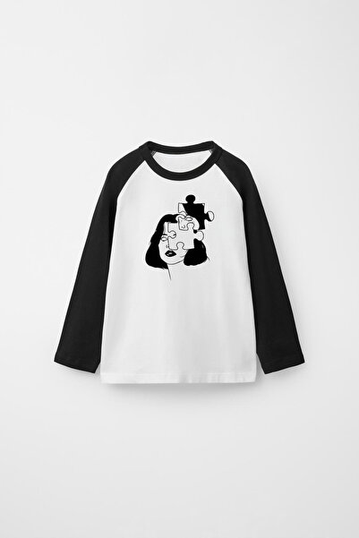 Freak Tshirt Reglan Sleeve Long Sleeve Printed White Black T-Shirt