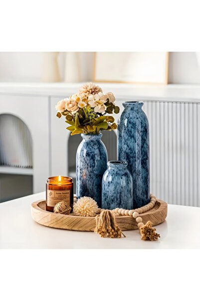 CWLWGO Blue Gradient Ceramic Vase Set