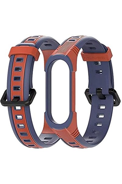 Xess Silicone Strap for Xiaomi Mi Band 5/4 /3 (Dark Blue/Orange)