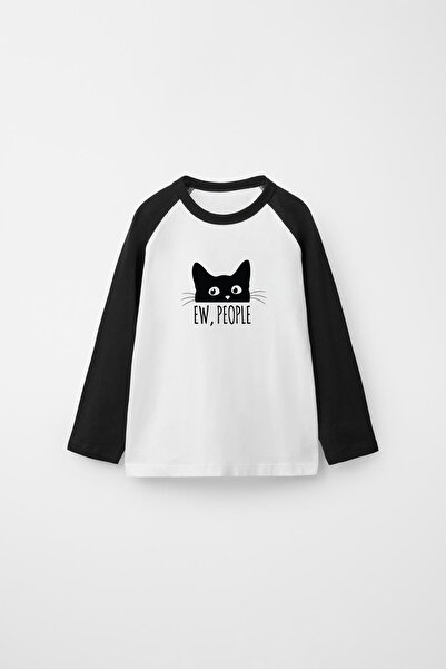 Freak Tshirt Reglan Sleeve Long Sleeve Printed White Black T-Shirt