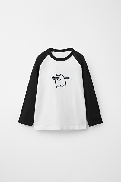 Freak Tshirt Reglan Sleeve Long Sleeve Printed White Black T-Shirt