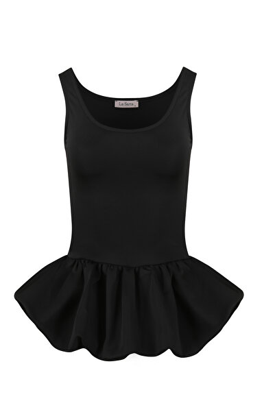 La Sarta Sorine Zero Sleeve Balloon Black Bodysuit