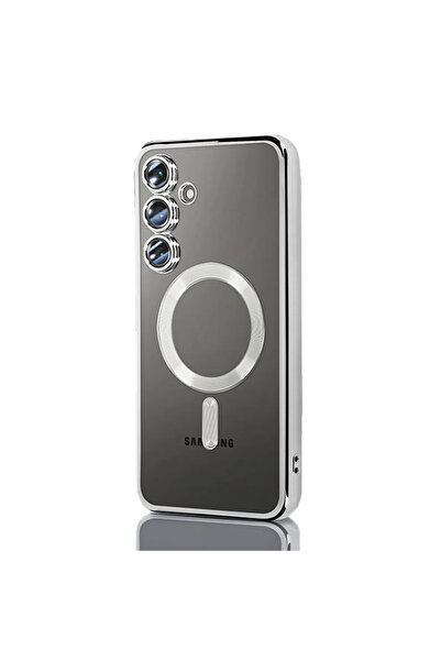 Samsung Husa Plating pentru S25, MagCase, TPU Transparenta, frame Silver