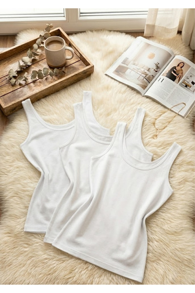 Loule Women's 3-Pack 95% Cotton Thick Strap Stretch Fabric Flexible Undershirt Set