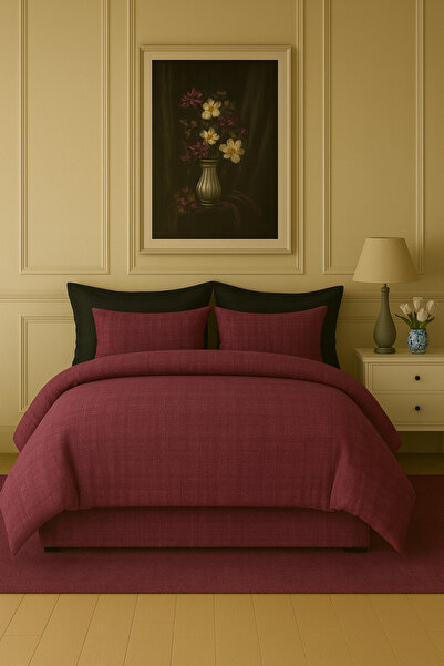 İQON Flat Sheet Bedding Set Double Size Rose Dry-Yellow-Black