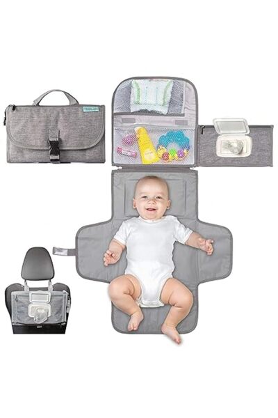 Xess Baby Portable Diaper Changing Mat,Waterproof Travel Change Mat,with Wipes Pocket, Smart Design Por