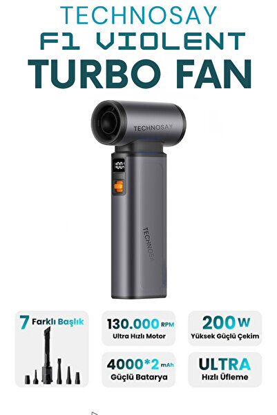 Technosay F1 Violent Turbo Jet Fan 7 Başlık 130000rpm Ultra Güçlü Motor Güçlü...