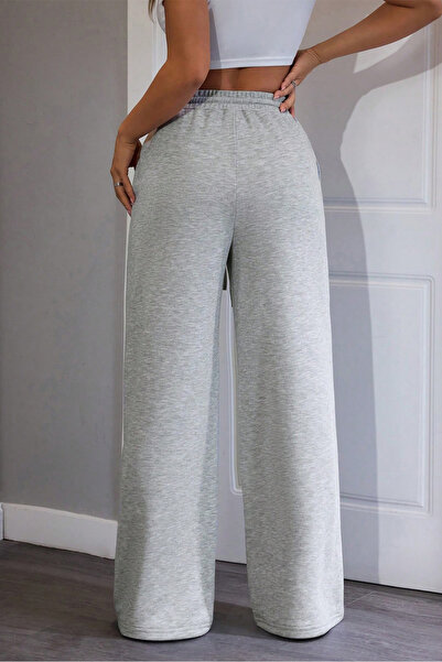 Sun Victoria Women's Gray High Waist Wide Leg Loose Trousers