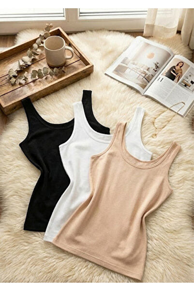 Loule Women's 3-Pack 95% Cotton Thick Strap Stretch Fabric Flexible Undershirt Set