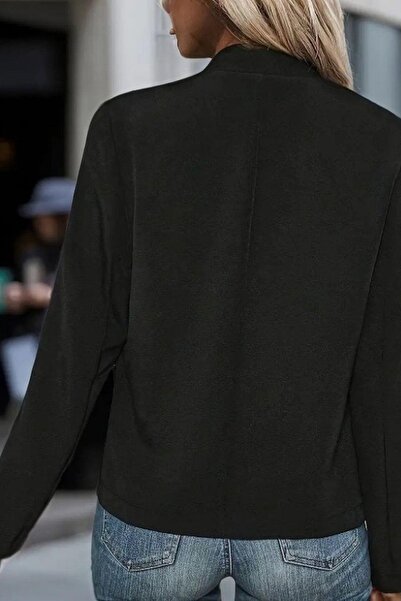 Mossta Round Neck Button Detailed Scuba Diving Jacket - Black