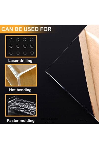 Slasa Clear Acrylic Sheet A1 23x33 in, 2mm Thick, Protective Film for Crafts & DIY