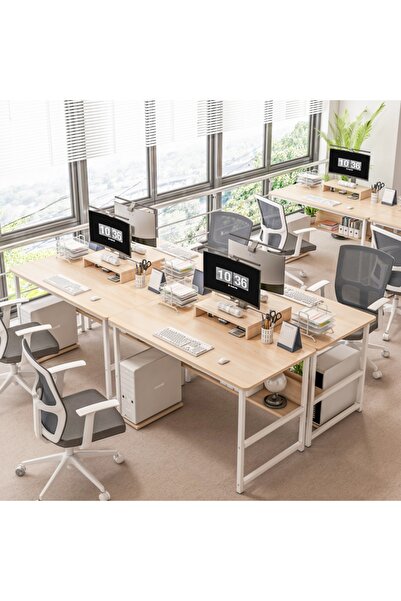 DASEN Computer Desk for Home Office, Gaming Table (Light Walnut, 110x50x72 cm)