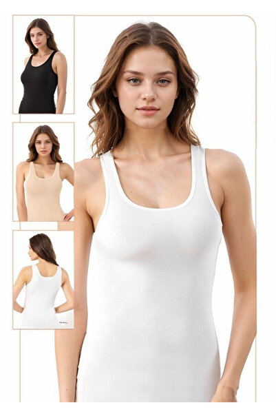 Loule Women's 3-Pack 95% Cotton Thick Strap Stretch Fabric Flexible Undershirt Set