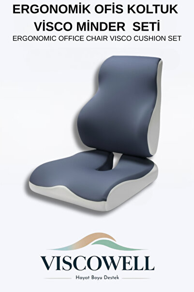 ViscoWell Visco Ortopedik Ergonomik Ofis Koltuk Koksiks Oturma Minderi Sırt Bel Destek Minderi Yastığı Seti