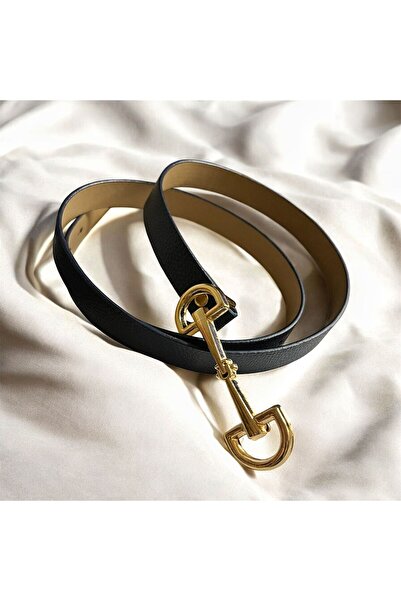 ZEKTON Luxury Hook Buckle Thin Black Faux Leather Belt - Gold Detailed Women ...