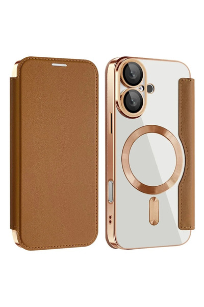 Apple Husa MagFlip pentru iPhone 16, Magnet, RFID protect, Leather, Chrome Ed...