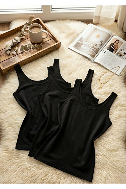 Loule Women's 3-Pack 95% Cotton Thick Strap Stretch Fabric Flexible Undershirt Set