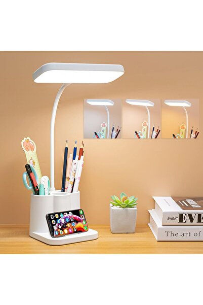 NECOMI LED Desk Lamp — 3 Color Modes, Pen Holder & Phone Stand, 360° Flexible, Touch Control, Eye