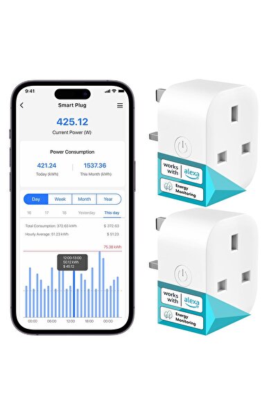 MEROSS Smart Plug with Energy Monitoring, Mini WiFi Plug, 2-Pack
