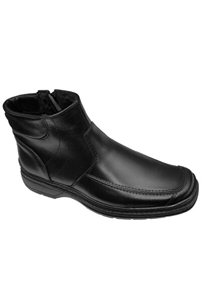 ROM Men's wide fur-lined leather boots with zipper (sizes 39-45)