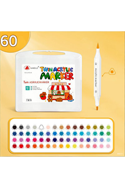 Gökyüzü ışığı 60 Colors Double Tip Acrylic Marker Pen