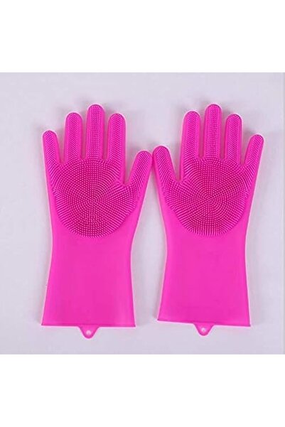 Xess Reusable Silicone Dishwashing Gloves, Pair of Rubber Scrubbing Gloves for Dishes, Wash Cleaning Glov