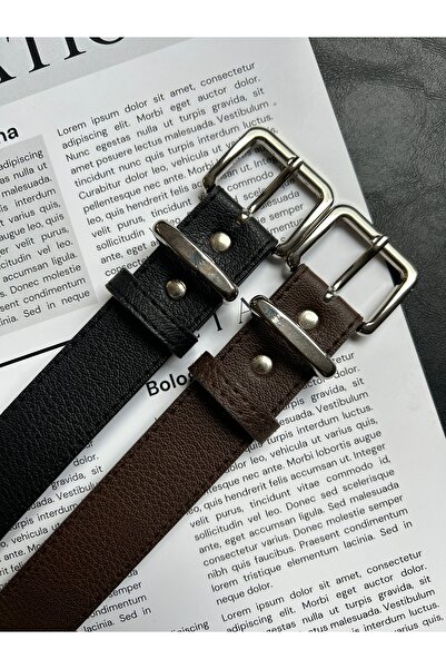 LİA KEMER Pachet de 2 curele cu model oval dreptunghiular pentru femei, cu ca...