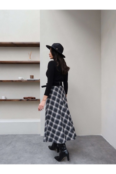 ESRAHELVACI Довга спідниця з поясом у клітинку